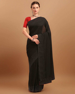 MM VENTURE Embellished Bollywood Art Silk Saree(Black)