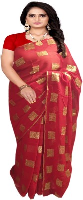 Stylish Sarees Woven, Floral Print Bollywood Viscose Rayon, Georgette Saree(Red)