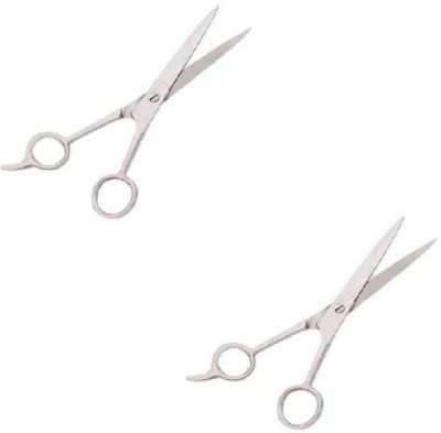 SBTs Barber Hair Cutting Scissors/Shears (6.5-Inches) - Ice Tempered Stainless Steel Reinforced, Stainless Steel Blade Scissor for Hair Cutting / Office use Scissor (PACK OF 2) New Scissors(Set of 2, Silver)