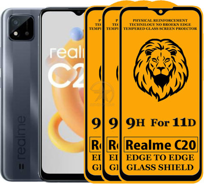 SEVEN7STAR Edge To Edge Tempered Glass for Realme C20(Pack of 3)