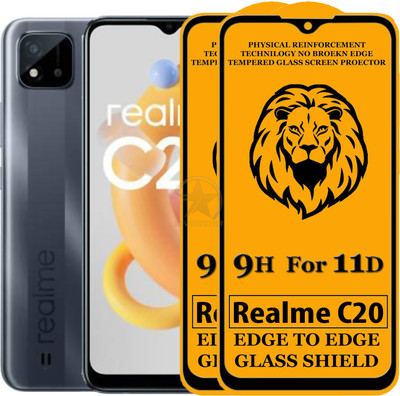 HQ Protection Edge To Edge Tempered Glass for Realme C20(Pack of 2)