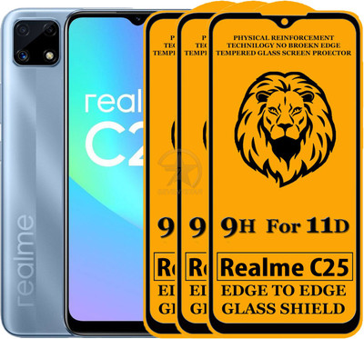 SEVEN7STAR Edge To Edge Tempered Glass for Realme C25(Pack of 3)