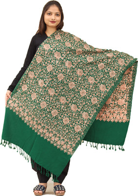 Radha Madhav Enterprise Acrylic Embroidered Women Shawl(Green)