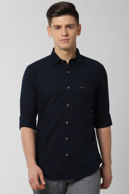 PETER ENGLAND Men Solid Casual Dark Blue Shirt
