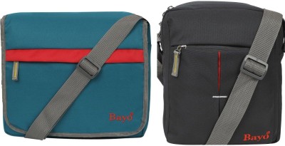 bayo Black, Blue, Red Sling Bag Sky Blue & Black Combo men sling Bag(Pack of 2)