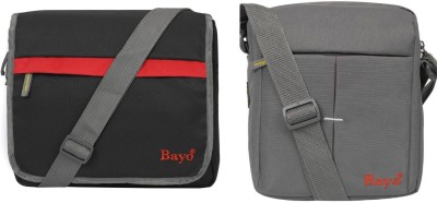 bayo Black, Grey Sling Bag Black & Grey combo men sling Bag(Pack of 2)