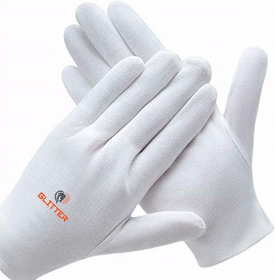 Glitter Cotton Cricket Multipurpose Hand Protect Re-usable Batting Inner Hand Gloves Wicket Keeping Gloves(White)