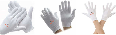 Glitter Cotton Cricket Multipurpose Hand Protect Re-usable Batting Inner Hand Gloves Wicket Keeping Gloves(White)