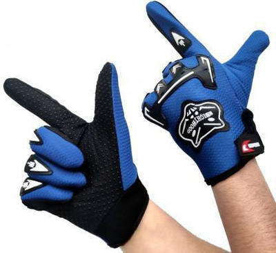 GymWar Full Finger Knighthood Bike/Scooter Riding Hand Grip Gloves - Blue Colour Riding Gloves(Blue)
