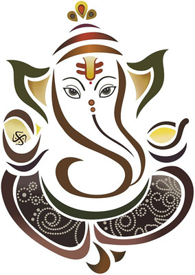 (RNG) 70 cm RNG Religious 'Modern Elegant 3D My Friend Ganesha God Ganpati ' Colourful God Wall Sticker (PVC Vinyl, 50 cm x 70 cm, Multicolour) Self Adhesive Sticker(Pack of 1)