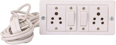 BAHUL HEAY ANCHOR ASSEMBLED Power strip extension multi outlet board Fitted with 2 Anchor Sockets(5 Amp),2 Anchor Switch And 4 Metre Wire With 5 Amp Plug EASY TO FIT EVERWHERE 2  Socket Extension Boards(White, 4 m)