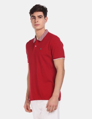 Arrow Sport Solid Men Polo Neck Red T-Shirt