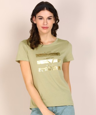 Pepe Jeans Printed Women Round Neck Green T-Shirt