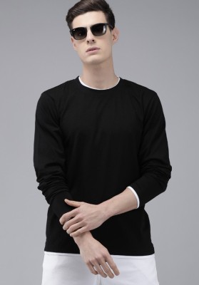 THE DRY STATE Solid Men Round Neck Black T-Shirt