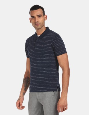 Arrow Sport Striped Men Polo Neck Blue T-Shirt