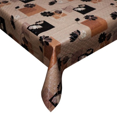 KingMatters Floral 6 Seater Table Cover(Beige, Black, PVC)