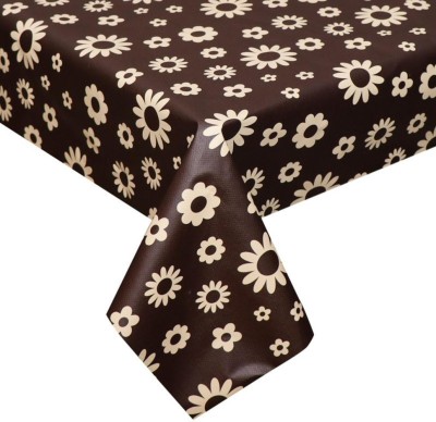 KingMatters Floral 4 Seater Table Cover(Yellow, Black, PVC)