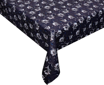 KingMatters PVC 4 Seater Floral Table Cover(Grey, White)