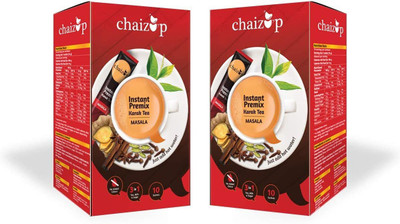 chaizup Instant Masala Premix Tea - Pack of 2 X 10 Sachets of Karak Ready to Drink Chai with Masala and Low Sugar, hot instant tea anytime anywhere. Easy to Make Tea. Authentic India Tea. Tea with Aroma and Taste. Spices Instant Tea Box(2 x 140 g) chaizup Instant Masala Premix Tea - Pack of 2 X 10 Sachets of Karak Ready to Drink Chai with Masala and Low Sugar, hot instant tea anytime anywhere. Easy to Make Tea. Authentic India Tea. Tea with Aroma and Taste. Spices Instant Tea Box(2 x 140 g)