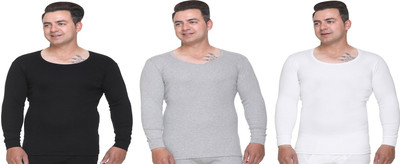 Warm-zone Solid Regular Fit Thermal Tshirt Men Top - Pyjama Set Thermal