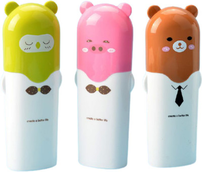 Morbrix Cute Cartoon Animal Toothbrush Holder Case Travel Camping Tooth Brush/Paste Protector Box Plastic Container Organizer (Pack of 3) Toothbrush Case(Pack of 3)