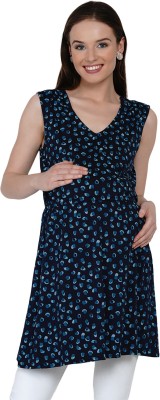 CURVENINE Casual Sleeveless Solid Women Blue Top