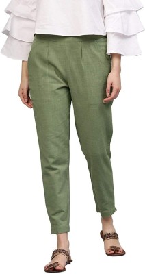 AOSIKATE Slim Fit Women Light Green Trousers