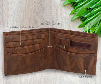 LOOPA Men Casual Brown Artificial Leather Wallet(10 Card Slots)