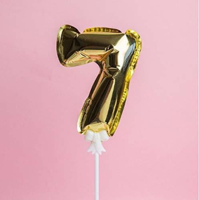 DECOR MY PARTY Solid Self Inflating 7 Number Foil Balloon Cake Topper Number Balloon 7 No balloon 7 number cake balloon 7th number Balloon 7th Anniversary Cake Accessories - Gold Balloon(Gold, Pack of 1)