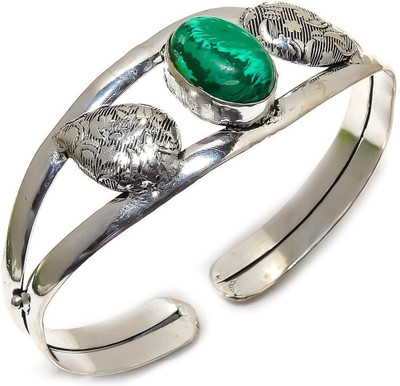 Krishnaimpex Brass Malachite Silver Coated Kada