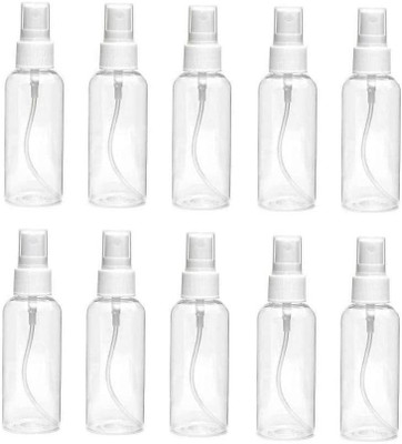 Reveknow 100 ml Plastic Empty Spray Bottle Refillable For Sanitizer - 10 Pieces 100 ml Spray Bottle(Pack of 10, White, Plastic)