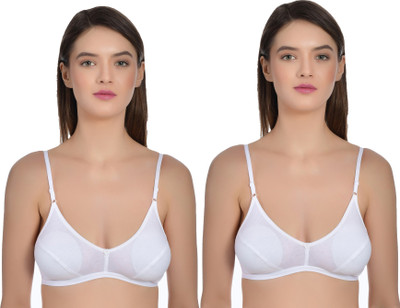 Aimly Women's Cotton Non-Padded Non-Wired Moderate Coverage Regular Bra - White (PACK OF 2) Women Full Coverage Non Padded Bra(White)