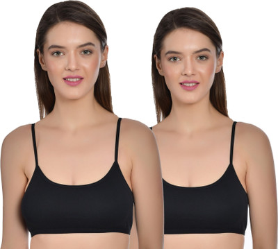 Aimly Women's Cotton Seamless Non-Padded Low Coverage Sports Bra - Black (38) (PACK OF 2) Women Sports Non Padded Bra(Black)