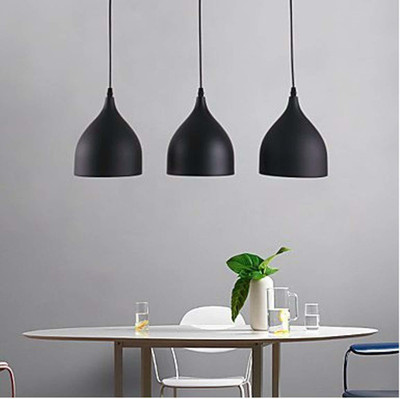KrefihR Pack of 3 Metal Black Doom Ceiling Lamp Light Round Pendants Ceiling Lamp(Black)