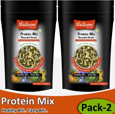 Midiron Protein Mix Seed, Super seed Mixed, Roasted 4-in-1 Healthy seed Pack, (Pumpkin, Flax, Watermelon, Sunflower) Ready to eat Snack (100 Gm) (Pack-2) Pumpkin Seeds, Sunflower Seeds, Brown Flax Seeds, Watermelon Seeds(200 g, Pack of 2)