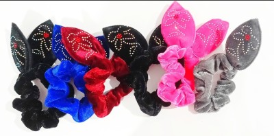 AmazingKarts Bow Scrunchies for Hair, 6 Pcs Cute Rabbit Bunny Ear Scrunchies, Fashion Colorful Velvet Scrunchy Hair Ties Bowknot Ponytail Holders for Women Girls Kids Rubber Band(Multicolor)