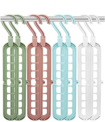 SOUVENIR Adjustable Clothes Hanger Magic Rotating Anti-Slip Space Saver Kids Hanger Organizer for Drying & Storage Plastic Body 9 Holes for Smart Closet Wardrobe Organizing and Storage Hanger- Pack of 8 Plastic Shirt Pack of 8 Hangers For  Shirt