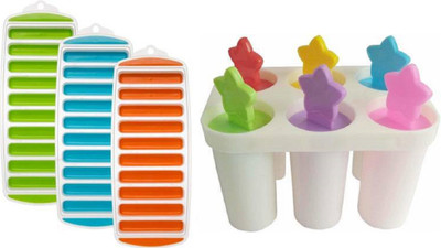 Bekner Multicolor Plastic Ice Cube Tray(Pack of4)