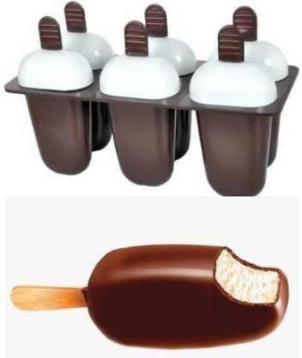 PINJAS Reusable Popsicle ice Candy Mould Tray with Sticks, Candy Maker. Brown Plastic Ice Cube Tray(Pack of1)