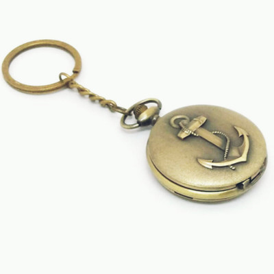TheKeyHouse Antique Vintage Anchor Theme Pocket Watch Key Chain with Key Ring Key Chain