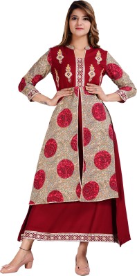 Glowworld Women Printed A-line Kurta(Maroon)