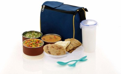 SPIRITUAL HOUSE Stainless Steel 3 Container and 1 Casseroles with Plastic Bottle Lunch Box Tiffin Set with Bag,Safe Lunch Box with Bag for Adults and Kids 3 Containers Lunch Box (1000 ml) 5 Containers Lunch Box(1000 ml, Thermoware)