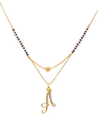 Digital Dress Room Digital Dress Room Alphabet A Letter Mangalsutra Short Mangalsutra Designs Gold Plated मंगळसूत्र Latest Initial Name d Necklace American Diamond Personalized Pendant Black Gold Beads For Husband Wife Couples (20 Inches) Alloy Mangalsutra