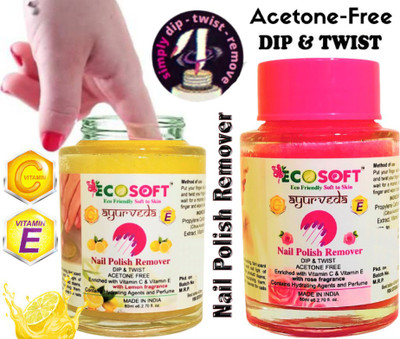 ECOSOFT AYURVEDA Ultimate Premium Dip & Twist Instant Nail Polish Remover Nail Polish Remover - Acetone Free, Enriched with Vitamin C or Vitamin E with Lemon & ROSE Fragrance.Contains Hydrating Agents & Perfume.(160 ml)