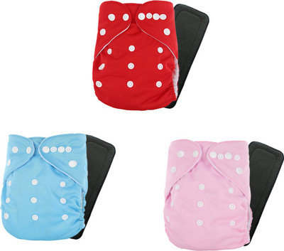 JKKFashion Waterproof Reusable Washable Cloth Diaper Nappies with Insert - L - XL (Pack of 3 diaper + 3 Inserts)