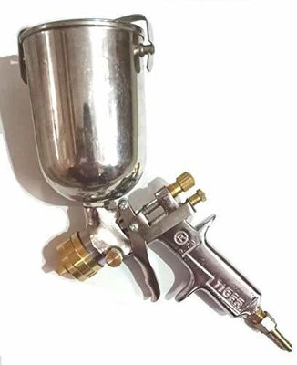 TIGER Paint/Color Spray Gun with SS Bucket/Cup Heavy Duty Size 1 Pint 473ml Model 2021 Air Assisted Sprayer(Silver)