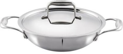 Vinod Cookware Platinum Triply Induction Friendly Stainless Steel Extra Deep Kadhai With Lid, 22cm, 2.4 Ltr Kadhai 22 cm diameter with Lid 2.4 L capacity(Stainless Steel, Induction Bottom)