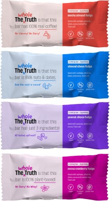 The Whole Truth Fudge All! | Pack of 6 x 40g | Energy Bars(240 g, Almond Choco Fudge, Cocoa Cranberry Fudge, Peanut Choco Fudge, Mocha Almond Fudge)