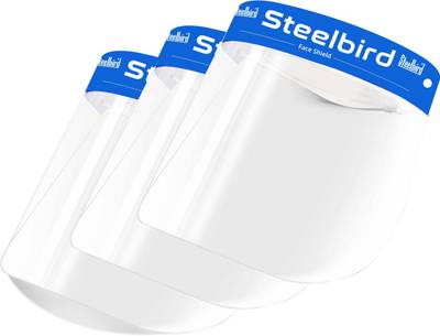 Steelbird Static Pack of 3 Anti Fog 600 Microne PET Face Shield