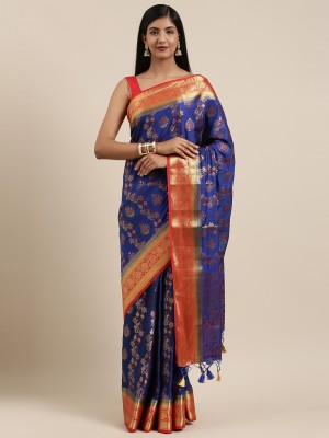 MIMOSA Woven Banarasi Art Silk Saree(Blue)